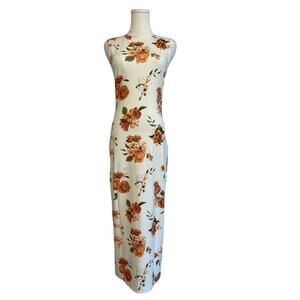NWT WeWoreWhat x Revolve Floral Muscle Tank Midi Dress Womens Size Small White
